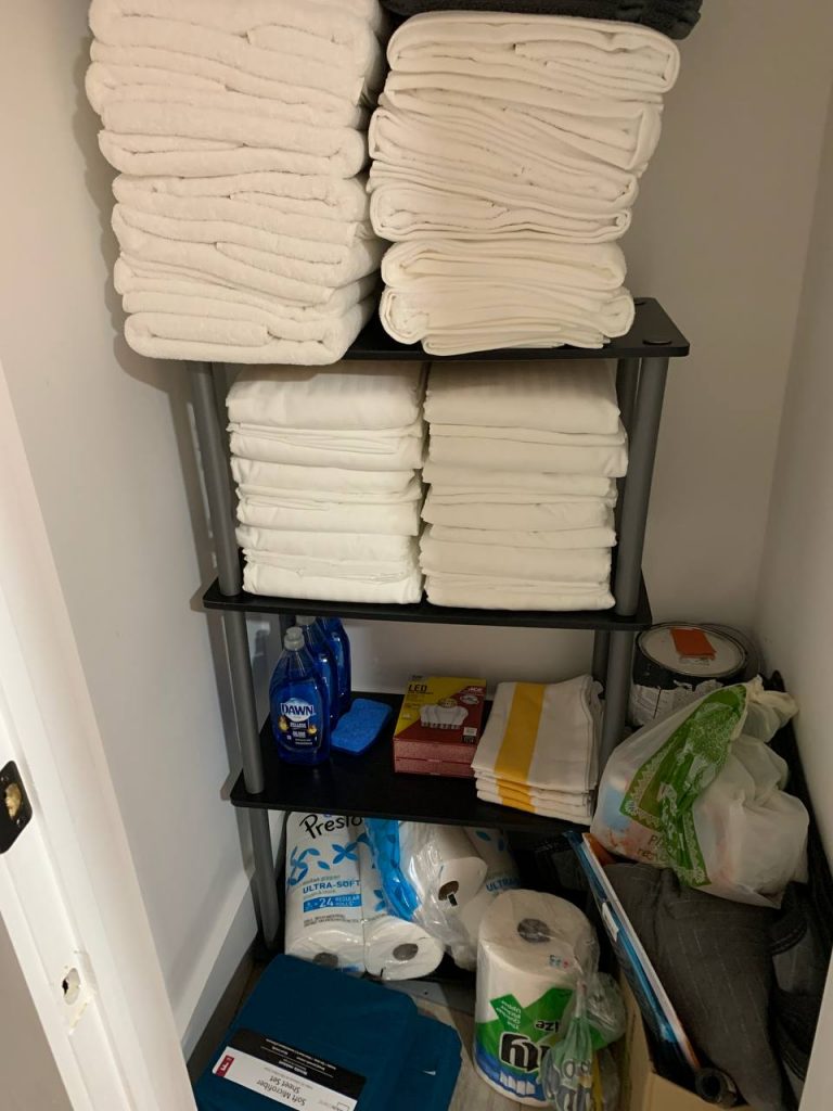 extra linens in my cleaning closet